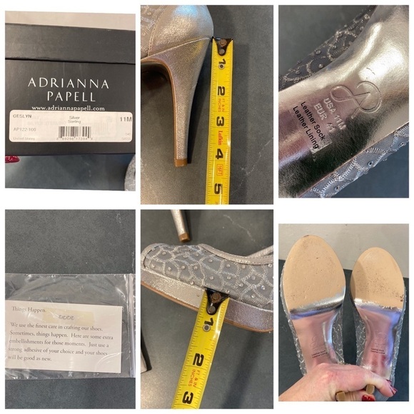 Adrianna Papell sz 11 Geslyn silver rhinestone heels and clutch set - Picture 15 of 15